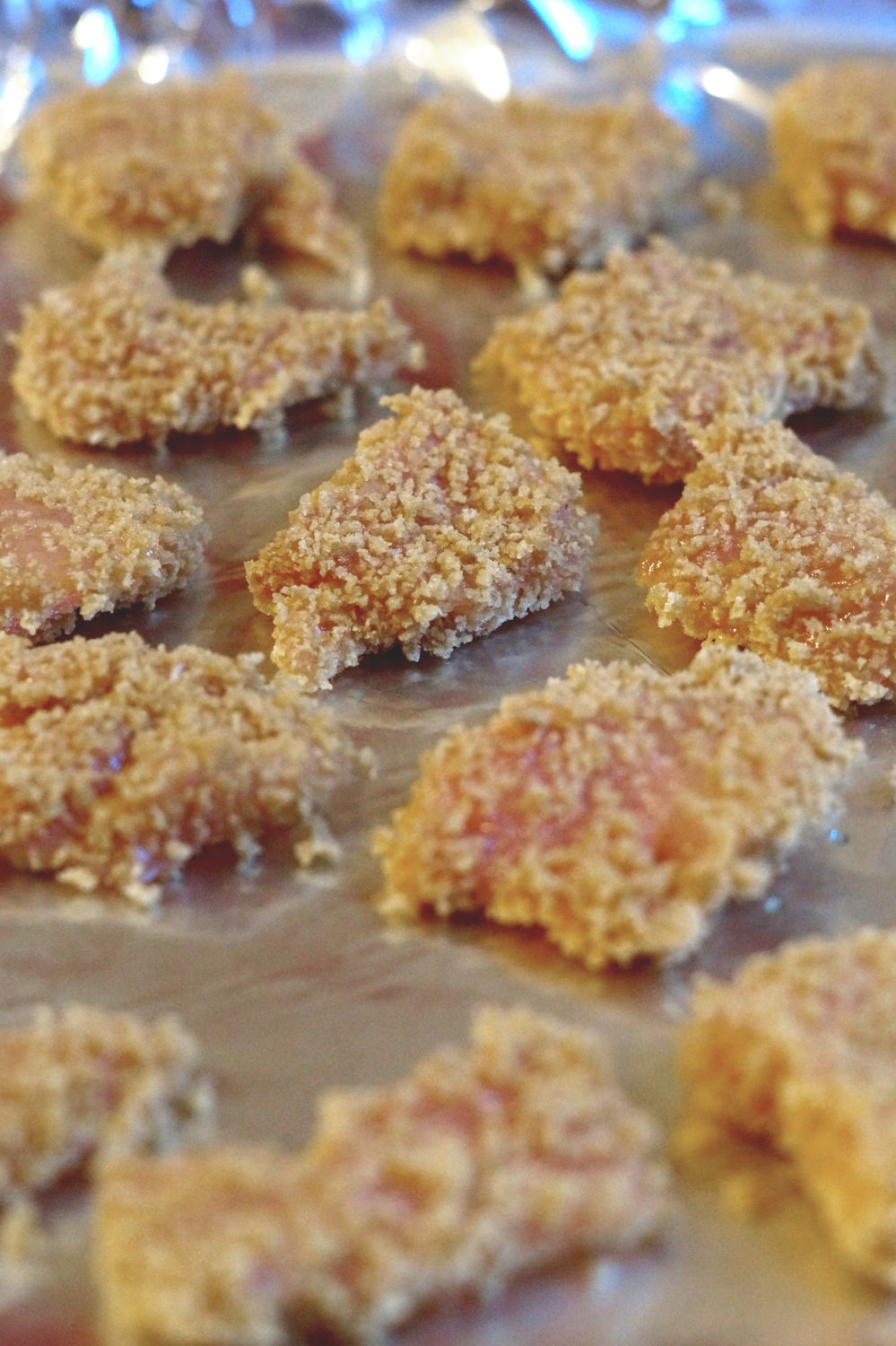 Oven Baked Chicken Nugget On Baking Sheet