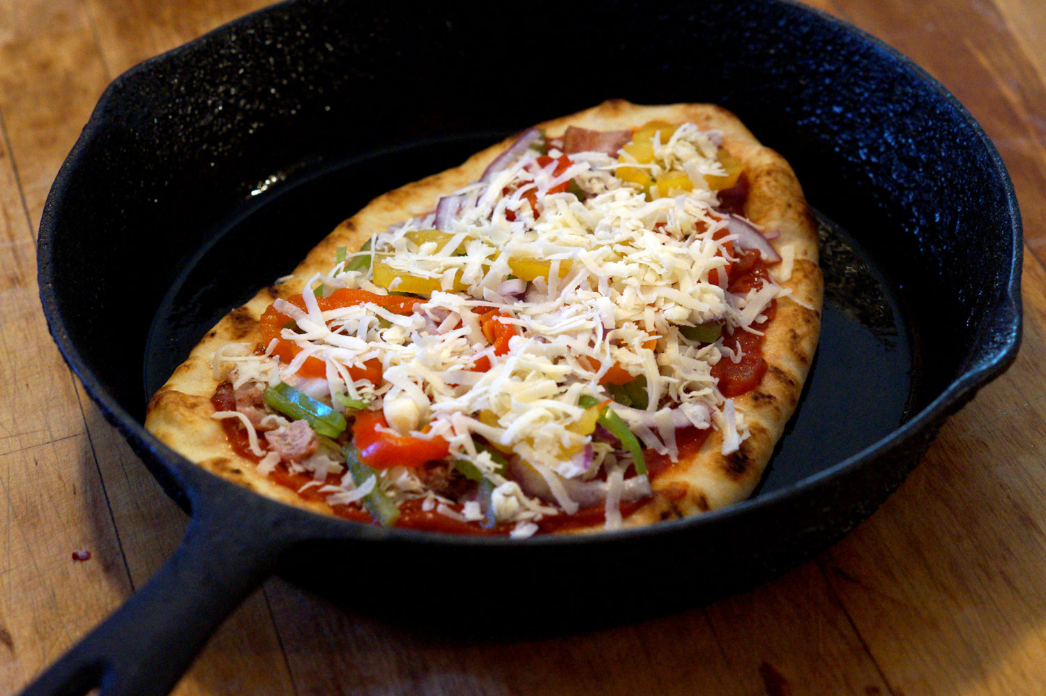 Naan Bread Pizza in Cast Iron Pan