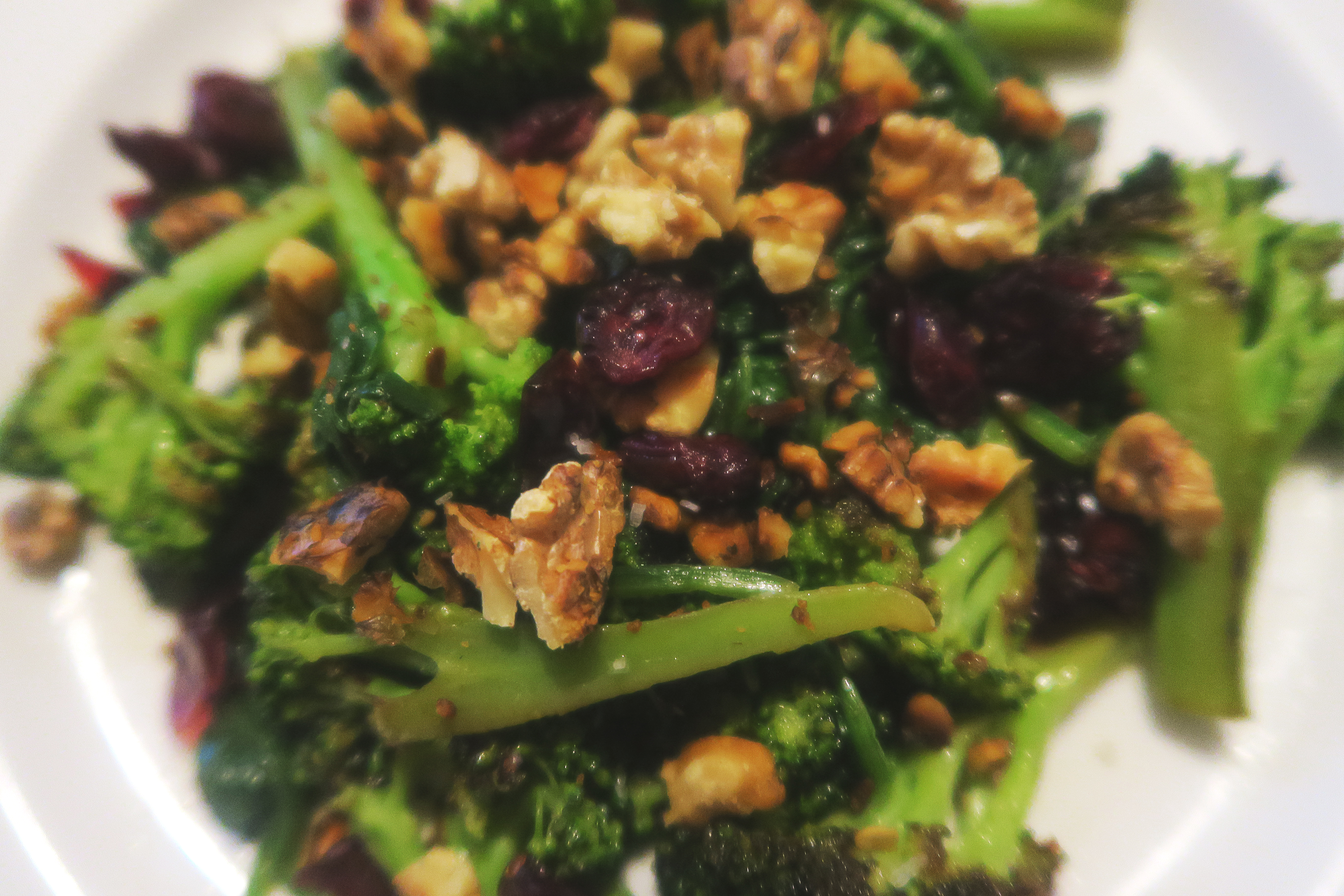 Broccoli and Spinach with Walnuts and Dried Cranberries