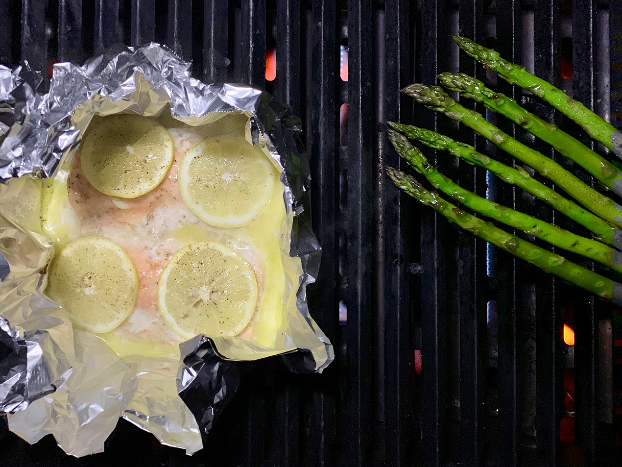 Salmon and Asparagus on the BBQ